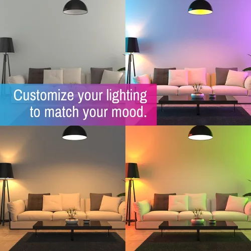 Vista 3 de CLEANLIFE Bombilla LED Smart Gen 2 A19 – RGB + bombilla inteligente blanca sintonizable con WiFi y control de luz Bluetooth – Controlada por