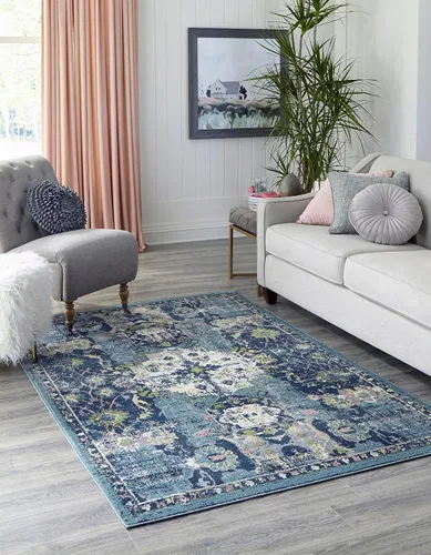 Vista 15 de Unique Loom Sumter Collection - Alfombra Aiken (2 x 6 pies, color rosa y azul)