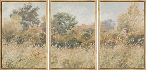 Vista 36 de MUDECOR Lienzo enmarcado para pared, juego de arte de acuarela pastel, bosque de pinos, naturaleza silvestre, ilustraciones modernas, decorativas