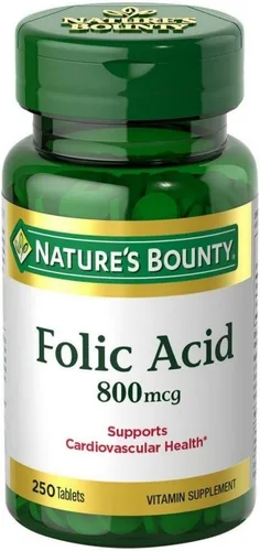Vista 9 de Nature's Bounty Suplemento de Ácido Fólico, Apoya la Salud Cardiovascular, 800 mcg, 250 Tabletas