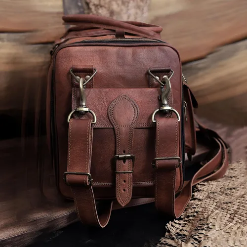 Vista 6 de Bolsa de lona de cuero genuino de 24 pulgadas, hecha a mano, vintage, bolsa de equipaje para hombres, bolsa de viaje para hombre, bolsa de lona