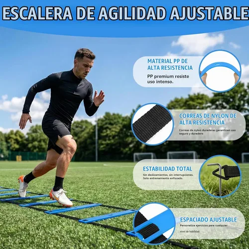 Vista 3 de Agility Ladder,Soccer Training Equipment Set,Speed & Agility Training Azul