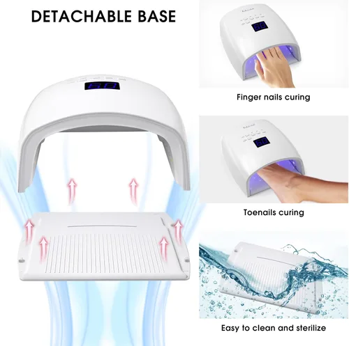 Vista 6 de Lámpara de uñas profesional recargable UV/LED de 48 W, secador de uñas de gel inalámbrico con sensor automático y pantalla digital, 4 ajustes