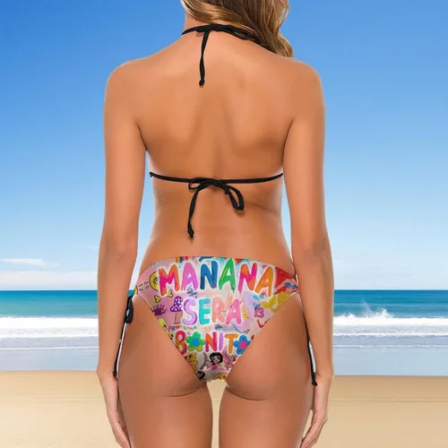 Vista 5 de Manana sera Bonito - Traje de baño de dos piezas para mujer Karols G Sexy traje de baño Halter String Triangle Bikini Sets