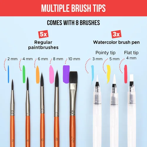 Vista 6 de Juego de pintura de acuarela premium con 100 colores brillantes y bloc de papel para principiantes y profesionales - Kit de pintura y suministros