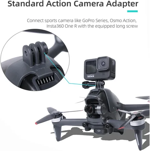 Vista 4 de Soporte adaptador de montaje compatible con DJI FPV Soporte de montaje Searchlight Gopro Pocket 2 Cámara Drone Accesorios