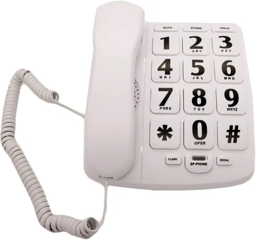 Vista 6 de J-P02 - Teléfono amplificado con botón grande para personas con discapacidad auditiva, teléfono fijo para personas mayores, teléfono para personas