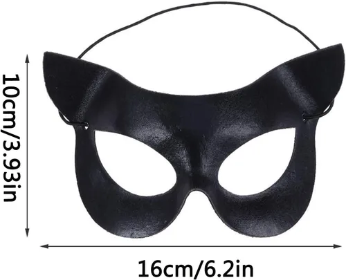 Vista 3 de BinaryABC Máscara de disfraces de Halloween, máscara de mascarada de Halloween, media máscara de ojo de gato