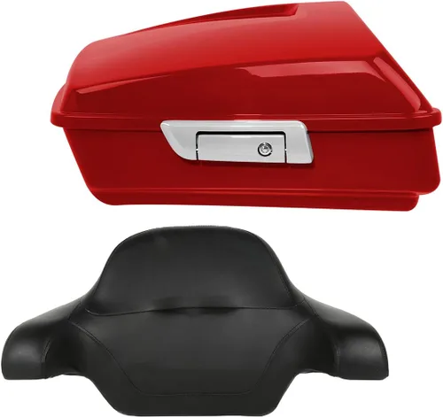 Vista 10 de Respaldo de Maletero de Equipaje King Tour Negro Brillante con Placa de Rack de Montaje Compatible con Harley Modelos Touring 2014-2025 Road Glide