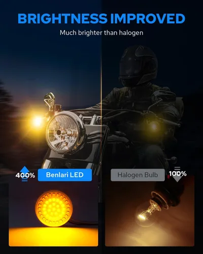 Vista 3 de Benlari Nueva versión 1157 Bombillas LED intermitentes, luces traseras delanteras de 2 pulgadas con lentes ahumados aptos para Harley Davidson