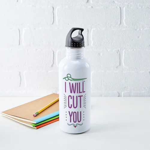 Vista 5 de CafePress I Will Cut You - Botella de agua de acero inoxidable (1 botella de agua de 34 onzas)