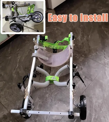 Vista 6 de Adjustable 4-Wheel Dog Wheelchair for Small to Medium Dogs, Full Support Mobility Cart for Disabled Pets, Front & Back Leg Aid Trolley for Crippled
