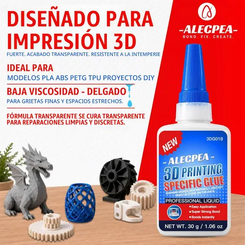 Vista 2 de ALECPEA - Pegamento de impresión 3D, 1.06 oz (30 g), súper pegamento fino