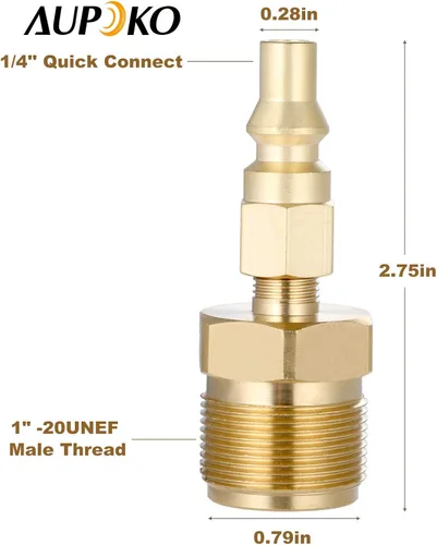 Vista 6 de Aupoko Enchufe de desconexión rápida de propano de 1/4 pulgadas, con adaptador de propano para tanque de botella de 1 libra, convertidor de enchufe