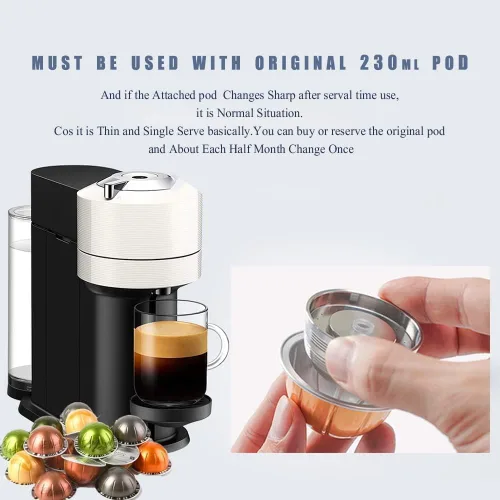 Vista 6 de Sesama Cápsula de café de acero inoxidable compatible con VERTUO NEXT y POP New Model & VertuoPlus y Delonghi ENV135S - Soporte para cápsulas