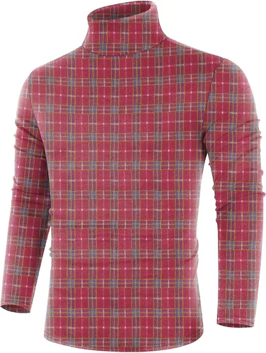 Vista 11 de Poriff - Suéter de cuello de tortuga térmico, de punto, liviano, casual, con corte entallado, para hombre Albaricoque