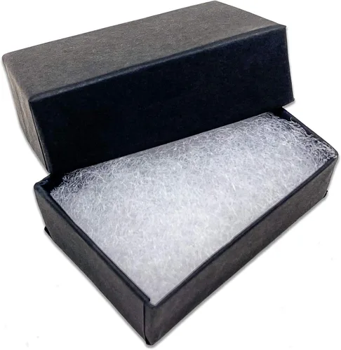 Vista 3 de The Display Guys Cajas de cartón con algodón para joyería 100 unidades Negro mate