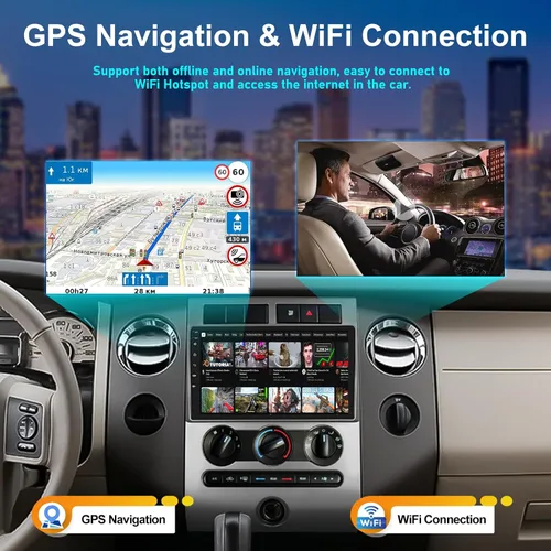 Vista 4 de 4G+64G Radio de coche estéreo para Ford Expedition 2007-2014 con CarPlay inalámbrico Android Auto 9 "Pantalla táctil Radio Android 13 Estéreo