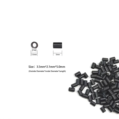 Vista 3 de 200 extensiones de cabello, micro anillos, enlaces, cuentas de anillo de cobre forradas de silicona, cuentas de cabello de 0.138 in para extensiones