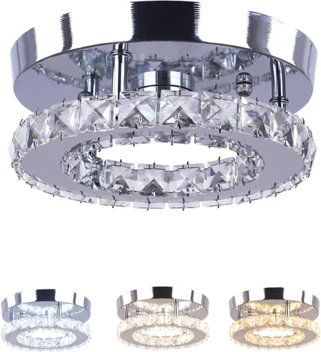 Vista 10 de Candelabro Moderno de Cristal de Montaje Empotrado de Dos Capas Candelabros de Cristal Accesorio de Lámpara de Techo LED Mini Candelabros