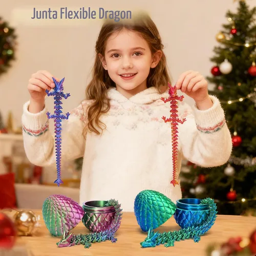 Vista 4 de Zobetro Dragón Impreso en 3D con Huevo Sorpresa, Dragón de Cristal Articulado en Huevo, Juguetes de Escritorio Fidget de Dragón Ejecutivo, Regalos