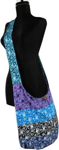 Vista 2 de BTP! Bolso bandolera con estampado floral de elefante, bolso hippie Hobo tailandés, algodón gitano, bohemio, grande
