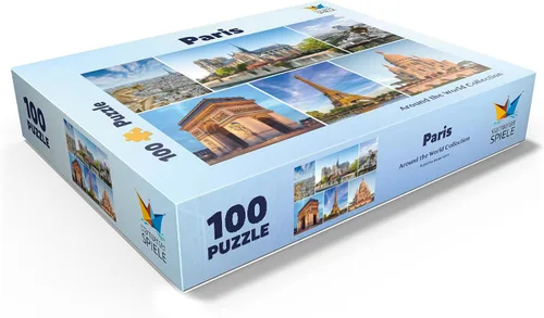 Vista 3 de MyPuzzle Paris - Notre Dame, Torre Eiffel y Sacre Coeur - Rompecabezas prémium de 100 piezas para adultos