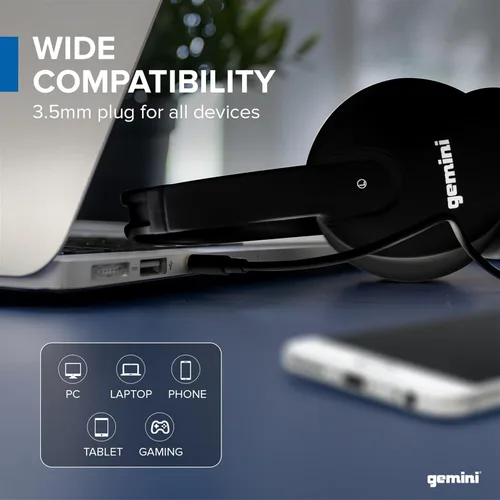 Vista 4 de Gemini Auriculares para DJ sobre la oreja, controladores de 1.575 in, color negro (DJX-200) Auriculares DJ sobre la oreja, controladores de 1.575