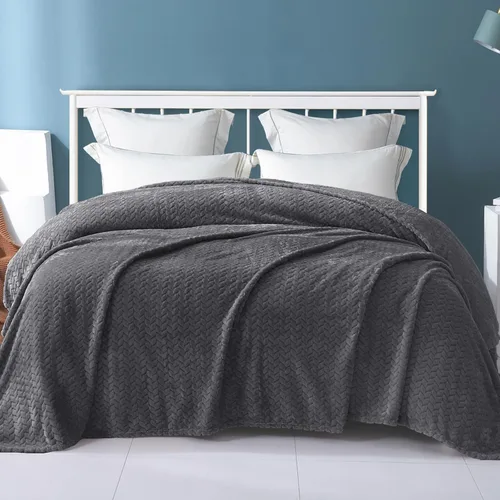 Vista 6 de Exclusivo Mezcla Manta de cama de forro polar suave, tamaño Queen Gris Oscuro