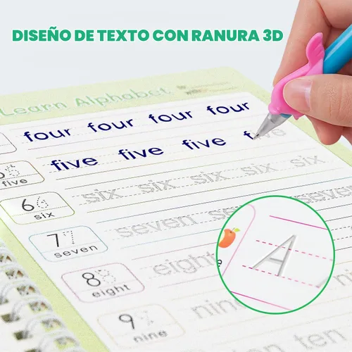 Vista 4 de BYFWH Magic Groove - Cuaderno de práctica para niños, libro de práctica de escritura reutilizable, juego de libros de escritura a mano ranurados