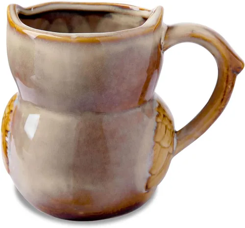 Vista 6 de Berry President Taza de café con búho, taza de café de cerámica matutina, taza de té para la oficina y el hogar, regalos de búho para mujeres Beige