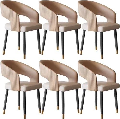 Vista 15 de YVYKFZD Mid Century Dining Chairs, Leather Kitchen Chairs Set, Dining Room Chair with Curved Backrest and Metal Legs, Upholstered Armchair Comfy