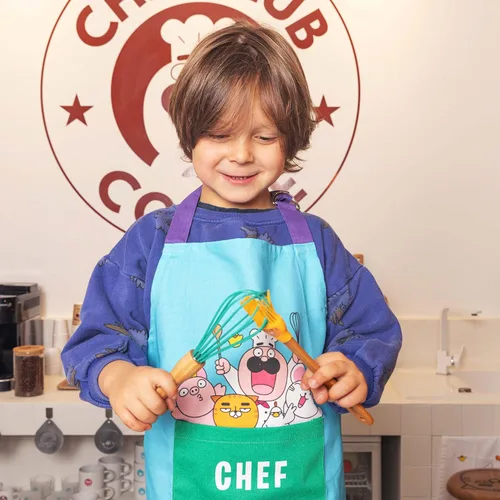 Vista 5 de Kids Apron, Chefclub, 100% Cotton - Cooking & Baking Apron for Children - with Pocket, Adjustable Neck Strap, Waist Tie