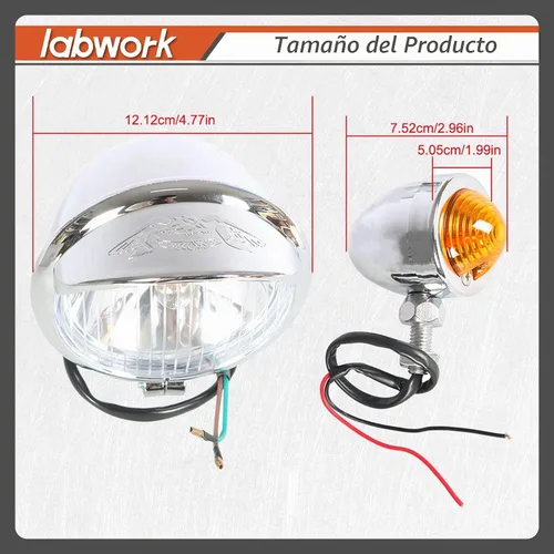 Vista 3 de labwork Barra de luz antiniebla direccional para motocicleta con soporte y señal de giro Cromo