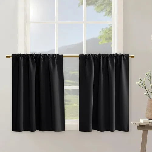 Vista 11 de PANELSBURG - Cortinas de cocina para ventanas, cortinas cortas térmicas aisladas de invierno para puerta con ventana, 24 pulgadas de largo, beige