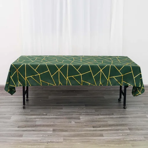 Vista 42 de Efavormart - Mantel redondo de poliéster de 120 pulgadas con patrón geométrico dorado Morado