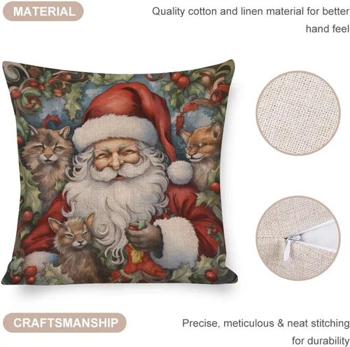 Vista 4 de Hellote - Funda de cojín de lino para sofá, dormitorio, automóvil, 16 x 16 pulgadas, decoración de invierno para el hogar