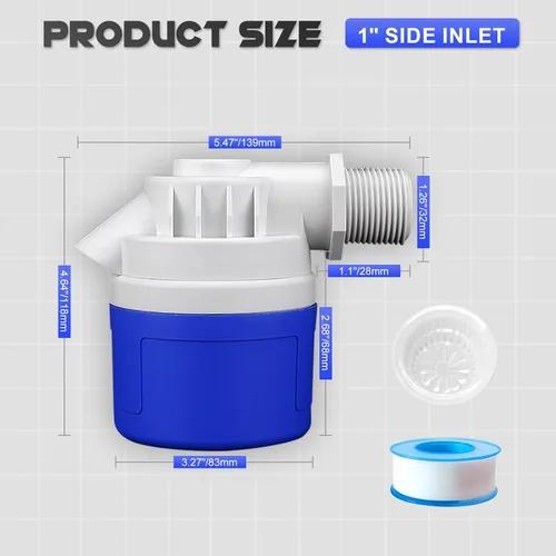 Vista 6 de Válvula de flotador de agua de 1" para tanque de agua, canales de agua, estanque, piscina, ganado 1 pulgada entrada lateral gran flujo automático