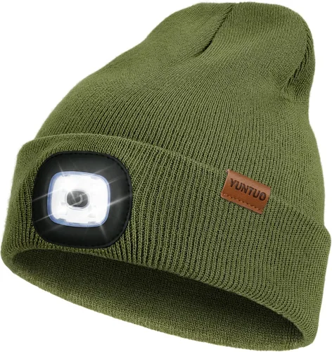 Vista 33 de Gorro LED con la luz, unisex, linterna frontal recargable por USB, gorro de punto de invierno, regalos para hombres, papá, esposo, él Azul Oscuro