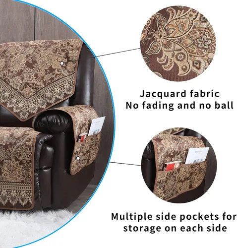 Vista 6 de Fundas impermeables para sofá reclinable, fundas antideslizantes para sofá reclinable de 2 asientos, fundas de sofá reclinable de jacquard lavables