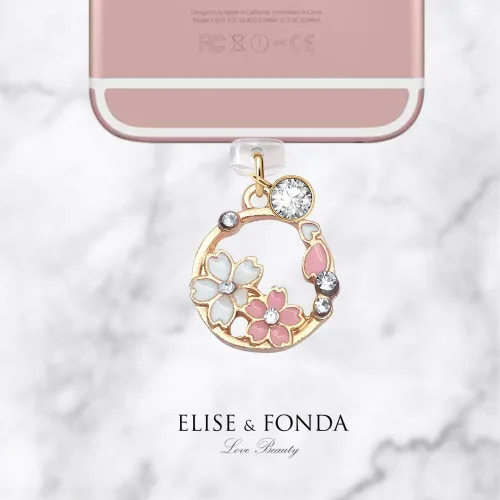 Vista 3 de ELISE & FONDA CP85 Puerto de carga USB Anti polvo Plug Little Cherry Blossom Garland Colgante Colgante Teléfono Charm para iPhone 12/11/XS