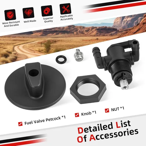 Vista 6 de Válvula de depósito de combustible Petcock 3 vías y tuerca de perilla para Polaris Sportsman 335 400 500 600 700 Twin Magnum Trail Boss 325 330 500