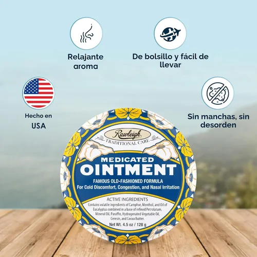 Vista 5 de Rawleigh Ungüento Medicado: Lata Azul de 4.5 oz, Adultos y Niños: Bálsamo Tópico para el Pecho para Resfriado, Congestión Nasal, Dolores Menores