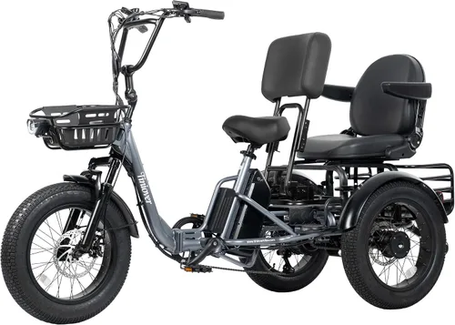 Vista 16 de Folding Electric Tricycle for Adults 2 Seater, 20MPH 100 Miles 4" Wide Fat Tire Electric Trike, 3 Wheel Electric Bike 1200W, 48V 20AH Battery
