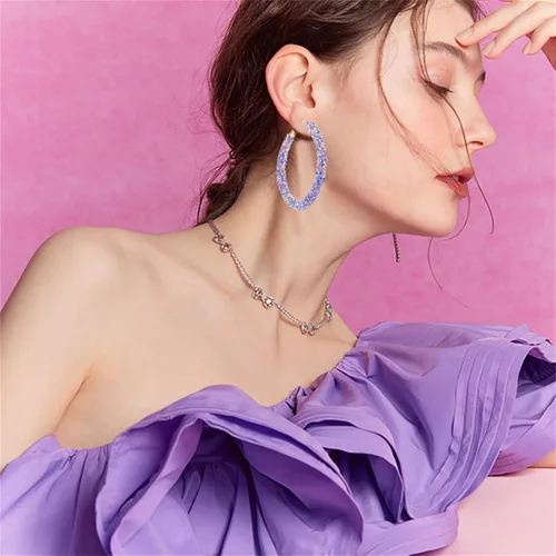 Vista 6 de coadipress Aretes de aro de lentejuelas, bohemios, envueltos en purpurina, chapados en oro, aretes colgantes para mujer, aretes de aro grandes