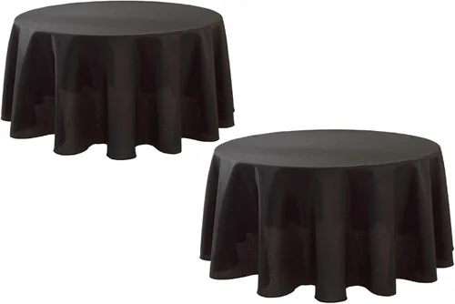 Vista 27 de Paquete de 2 Manteles Redondos de 120 Pulgadas de Carbón, Mantel de Poliéster Lavable para Uso en el Hogar, Fiestas, Bodas o Restaurantes. Gris