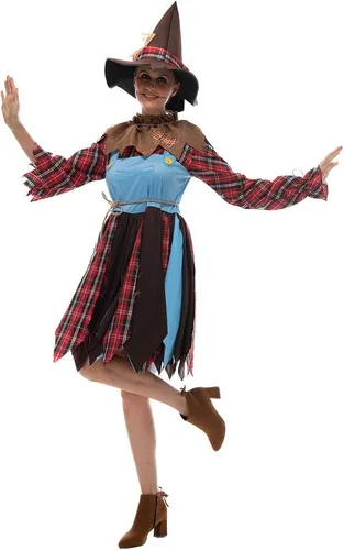 Vista 4 de FantastCostumes Disfraz de espantapájaros para mujer, disfraz de Halloween lindo y divertido para cosplay
