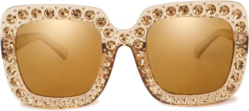 Vista 2 de Xpectrum Gafas de sol de cristal brillantes cuadradas extra grandes con diamantes de imitación