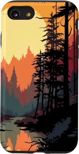 Vista 13 de Funda para iPhone 14 Forest And Nature Pine Tree Sun para mujeres y hombres