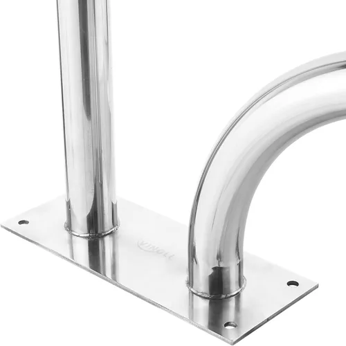 Vista 8 de VINGLI Barandilla de mano para piscina, escalera de piscina de acero inoxidable de 3 curvas, pasamanos dobles para piscina enterrada con placa